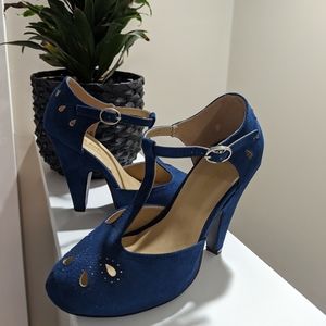 NEW Modcloth the zest is history blue suede heels